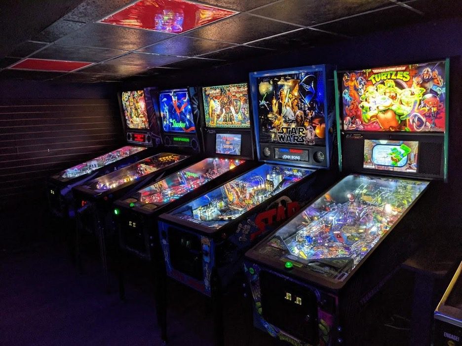Various pinball machines at The Orbit Room in Bloomington, Indiana