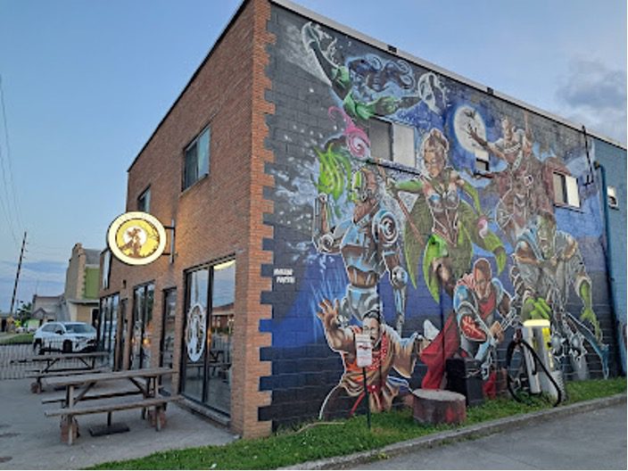 The exterior of Elf ‘N Moon Gaming and Hobby, located in Fountain Square in Indianapolis, Indiana