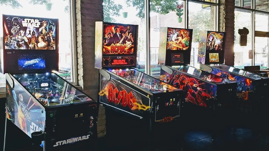 Various pinball machines at Bloomington’s arcade bar, The Cade