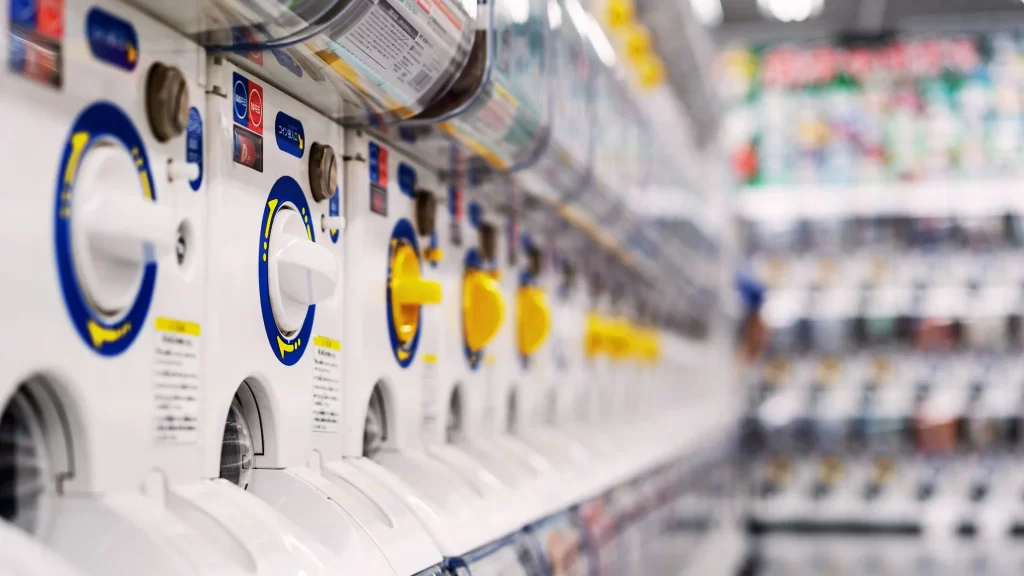 Rows of Gashapon machines pictured in Japan